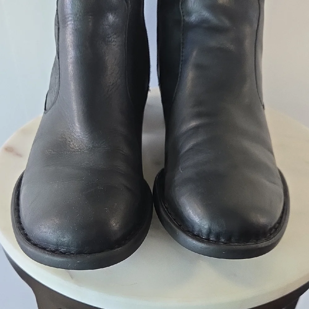 Born Black Leather Boots with Buckle Size 9